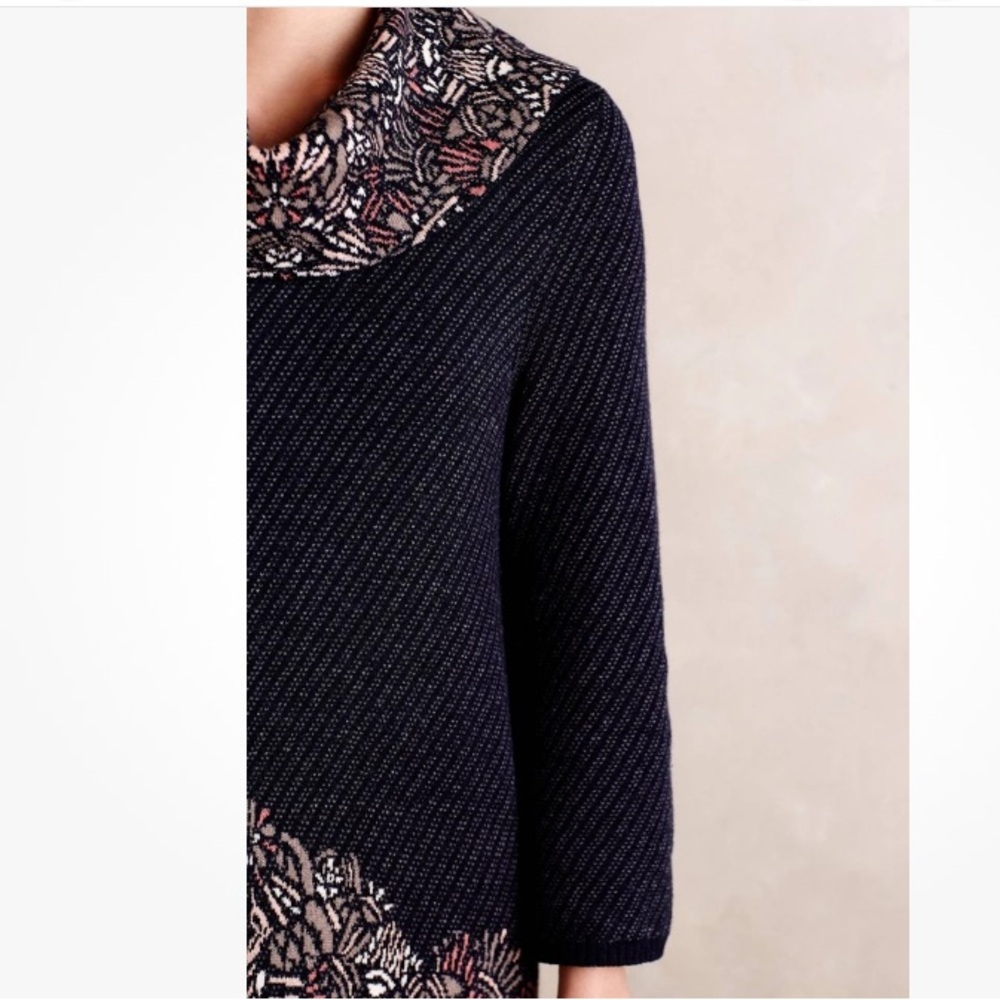 Anthropologie Moth Sz L Imperial Garden Tunic Sweater Dress Alpaca Cotton Wool - Picture 5 of 14